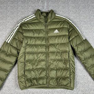 Adidas Essentials Mens Down Filled Olive Green Puffer Jacket SMALL $90 MSRP NWT